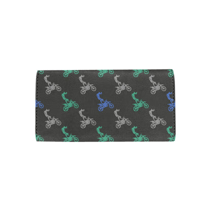 Motocross Pattern Print Design 02 Women's Trifold Wallet