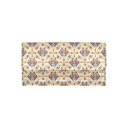 Aztec Wolf Pattern Print Design 03 Women's Trifold Wallet