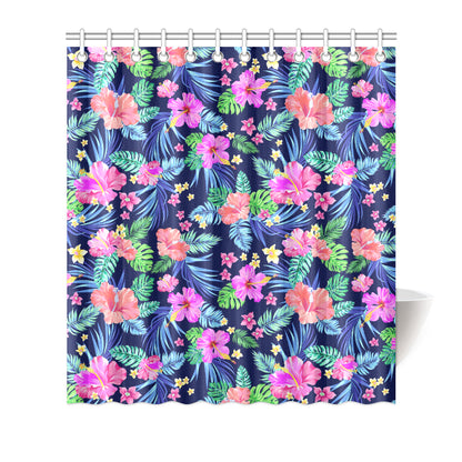 Neon Hibiscus Pattern Print Design HB016 Shower Curtain