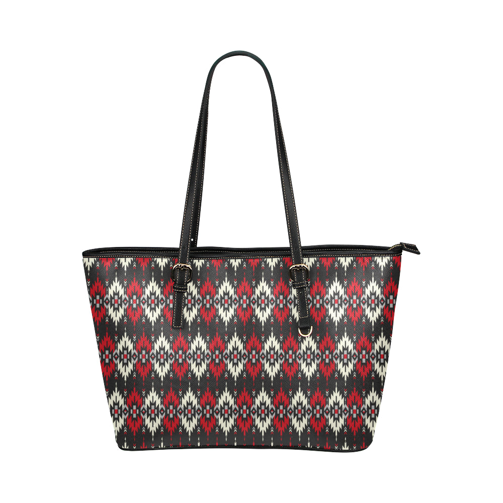 Southwestern Pattern Leather Tote Bag