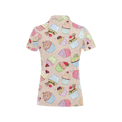 Cupcake Pattern Print Design CP06 Women's Polo Shirt