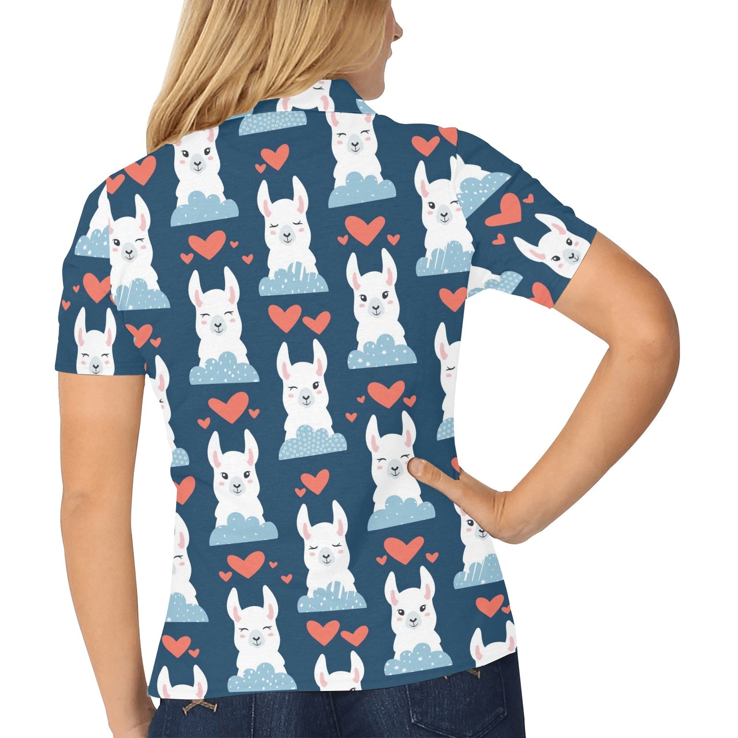 Alpaca Love Pattern Print Design 05 Women's Polo Shirt