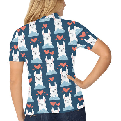 Alpaca Love Pattern Print Design 05 Women's Polo Shirt