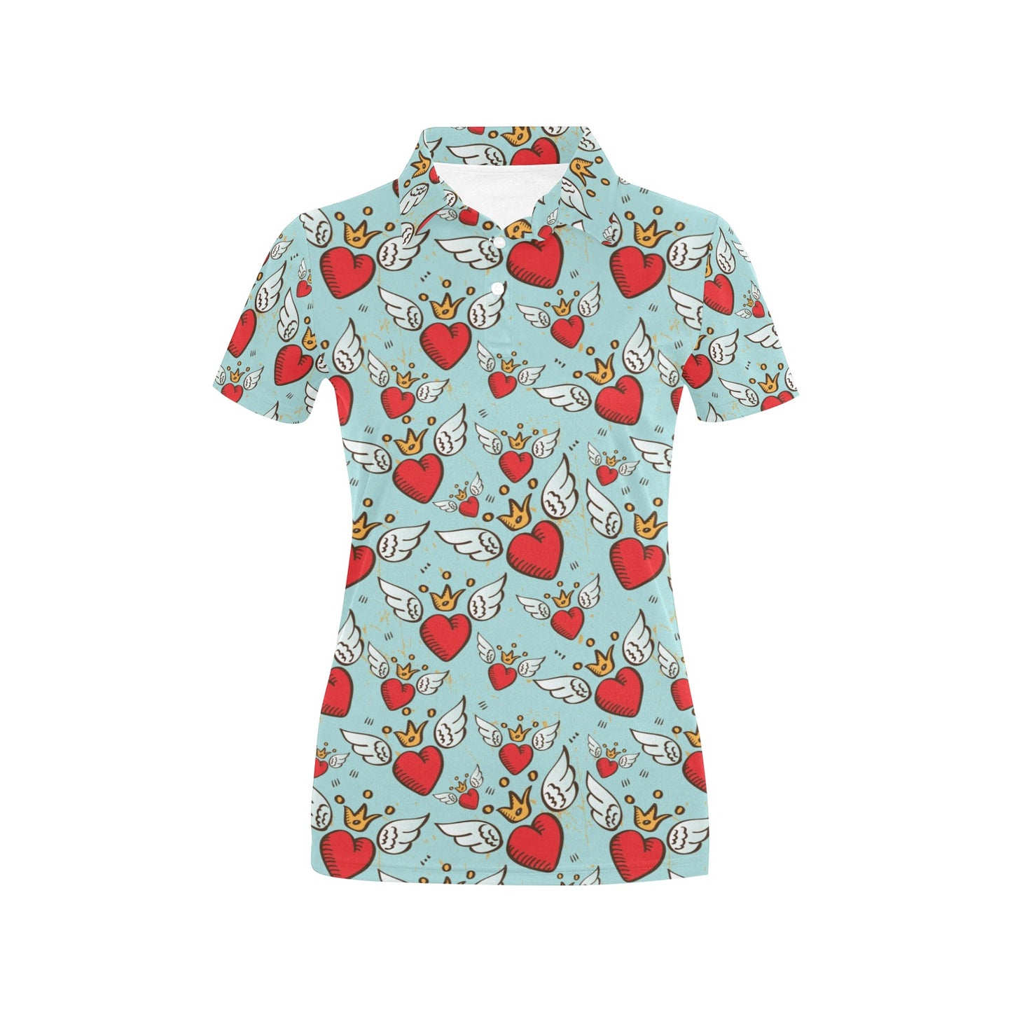 Angel Wings Heart Pattern Print Design 02 Women's Polo Shirt