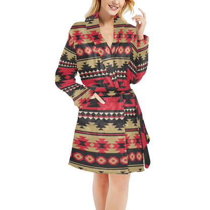 Navajo Pattern Print Design A04 Women's Fleece Robe