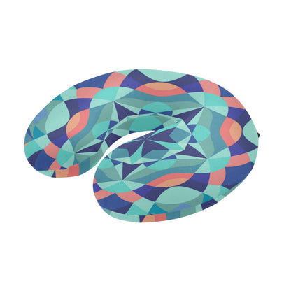 Kaleidoscope Pattern Print Design 03 U-Shaped Travel Neck Pillow