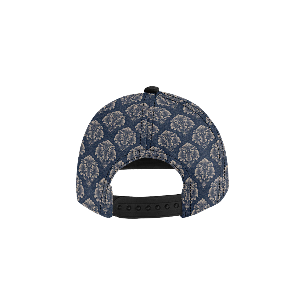 Damask Blue Luxury Print Pattern Snapback Cap