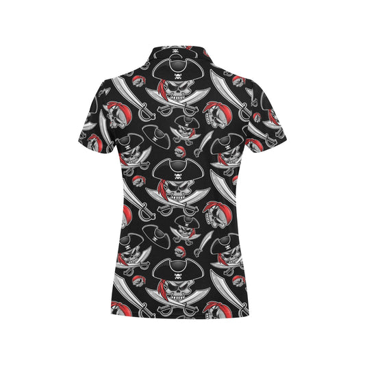 Pirate Pattern Print Design A05 Women's Polo Shirt