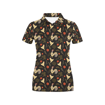 Chicken Pattern Print Design 04 Women's Polo Shirt