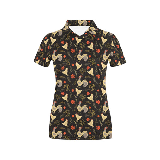 Chicken Pattern Print Design 04 Women's Polo Shirt
