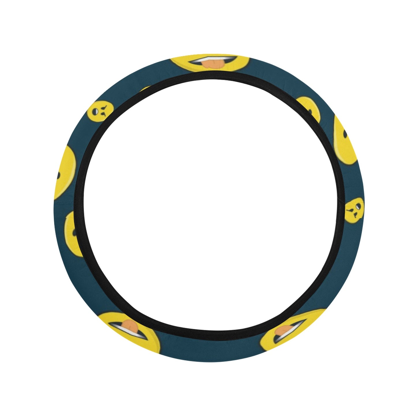 Smiley Face Emoji Print Design LKS301 Steering Wheel Cover with Elastic Edge