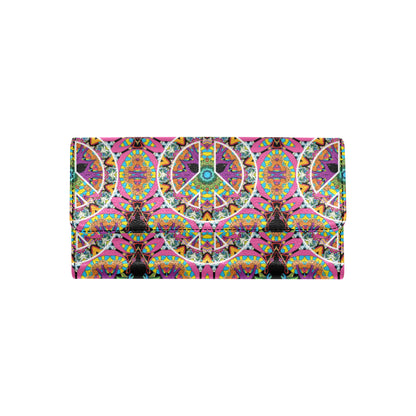 Peace Sign Pattern Print Design A03 Women's Trifold Wallet