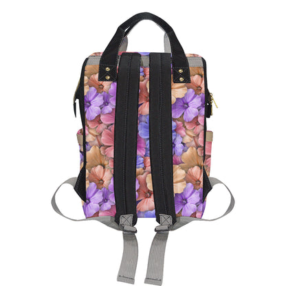 Colorful Geranium Pattern Diaper Bag Backpack