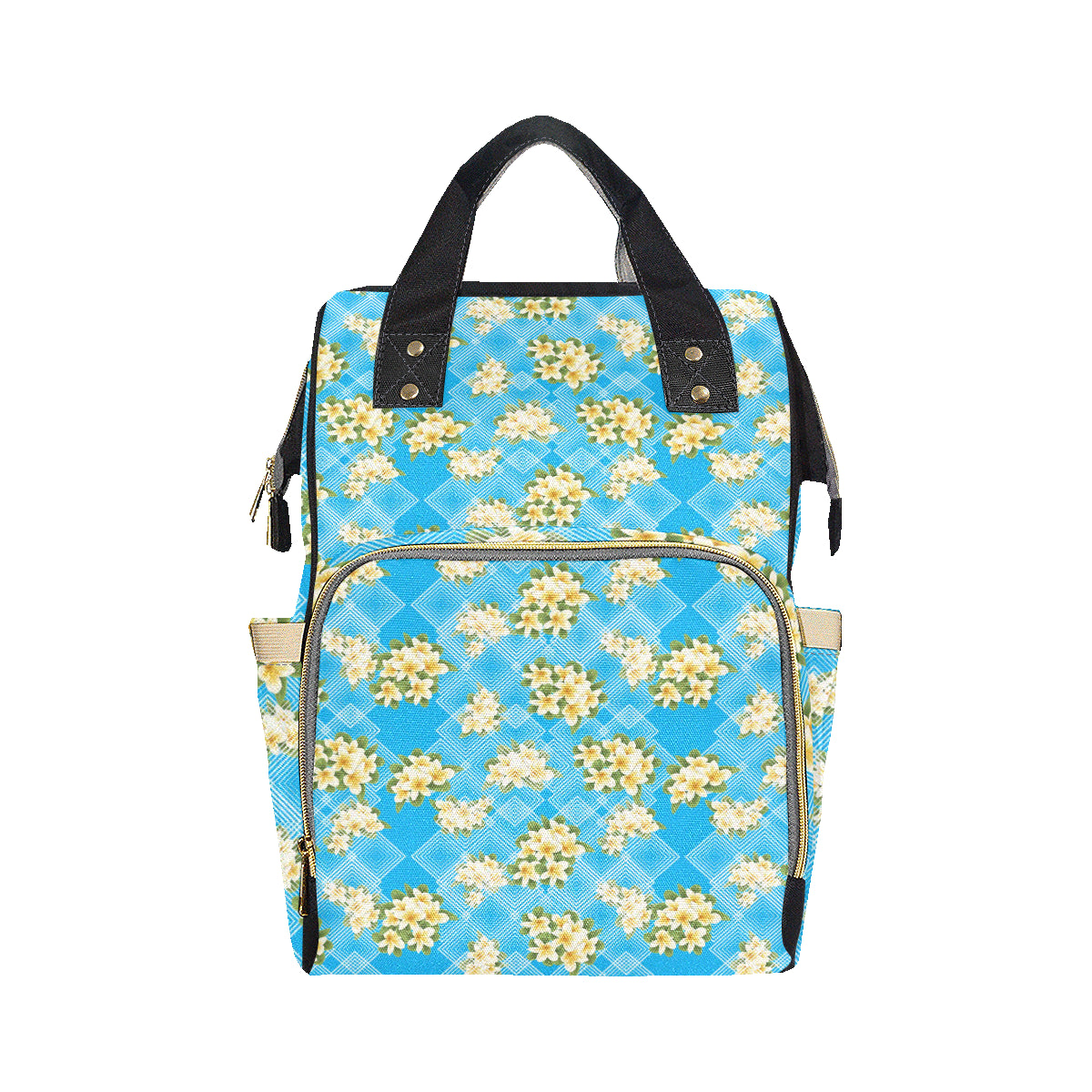 Yellow Plumeria Design Print Pattern Diaper Bag Backpack