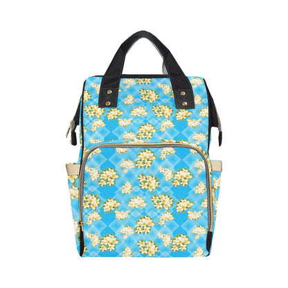 Yellow Plumeria Design Print Pattern Diaper Bag Backpack