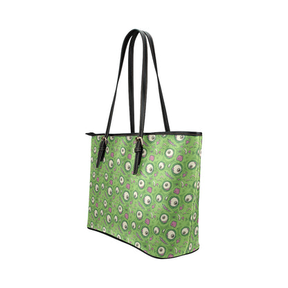 Zombie Eyes Design Pattern Print Leather Tote Bag