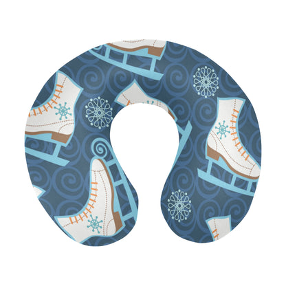 Ice Skate Pattern Print Design 01 U-Shaped Travel Neck Pillow