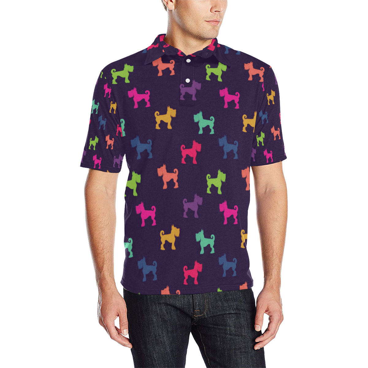 Schnauzers Pattern Print Design A05 Men Polo Shirt