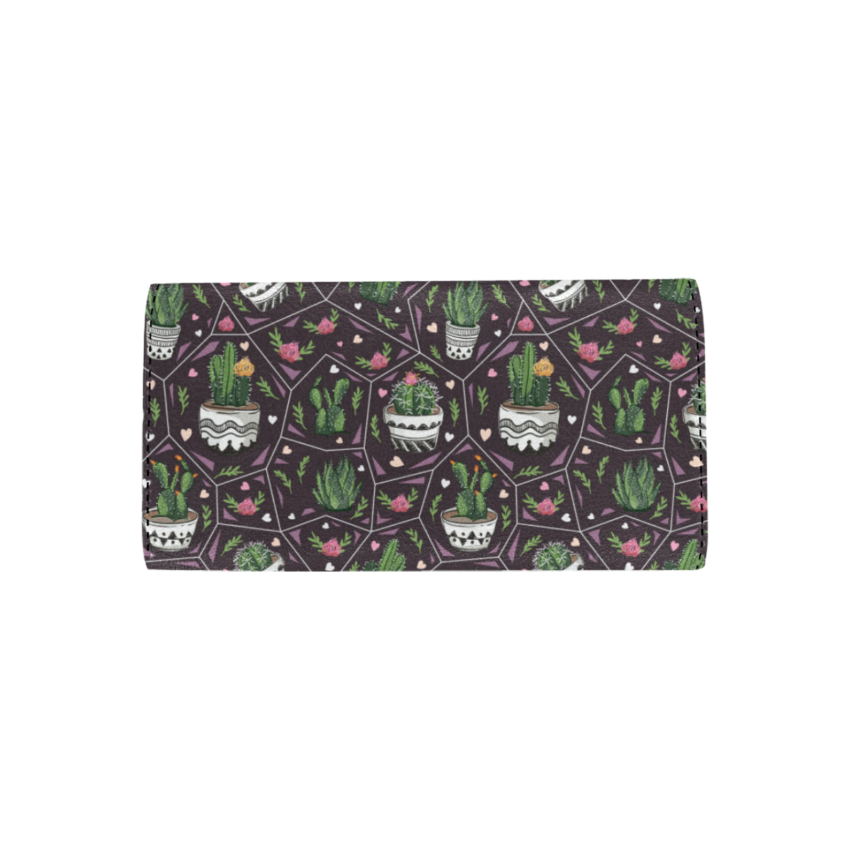 Cactus Pattern Print Design 03 Women's Trifold Wallet