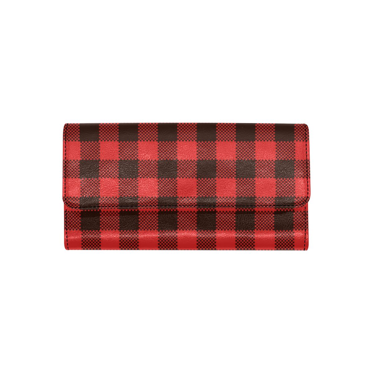 Buffalo check Red Pattern Print Design 05 Women's Trifold Wallet
