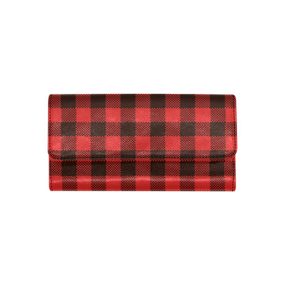 Buffalo check Red Pattern Print Design 05 Women's Trifold Wallet