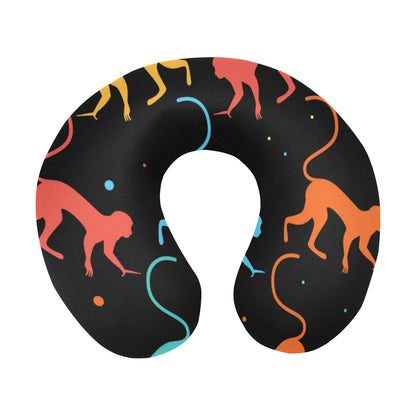 Monkey Pattern Print Design 01 U-Shaped Travel Neck Pillow