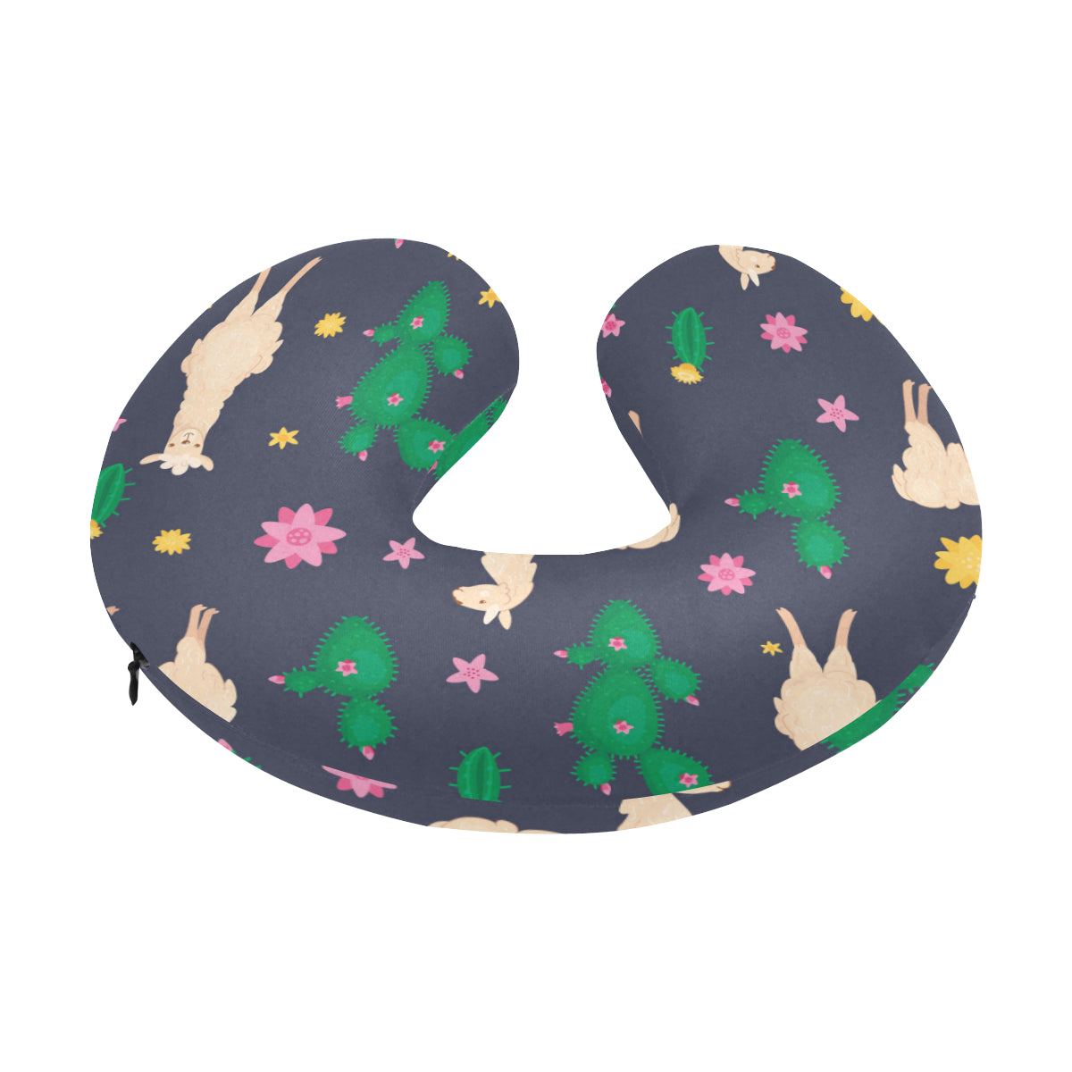 Llama Cactus Pattern Print Design 012 U-Shaped Travel Neck Pillow
