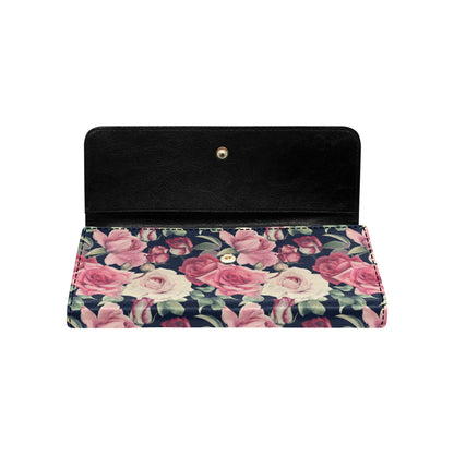 Rose Pattern Print Design RO05 Women's Trifold Wallet