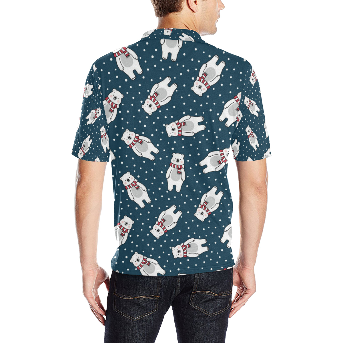 Polar Bear Pattern Print Design PB05 Men Polo Shirt