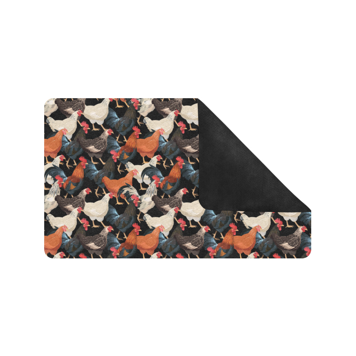 Chicken Print Pattern Rubber Doormat