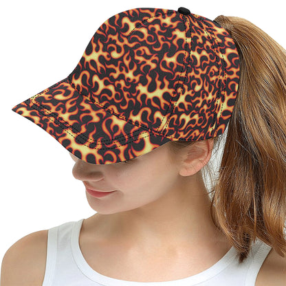 Flame Fire Themed Print Snapback Cap