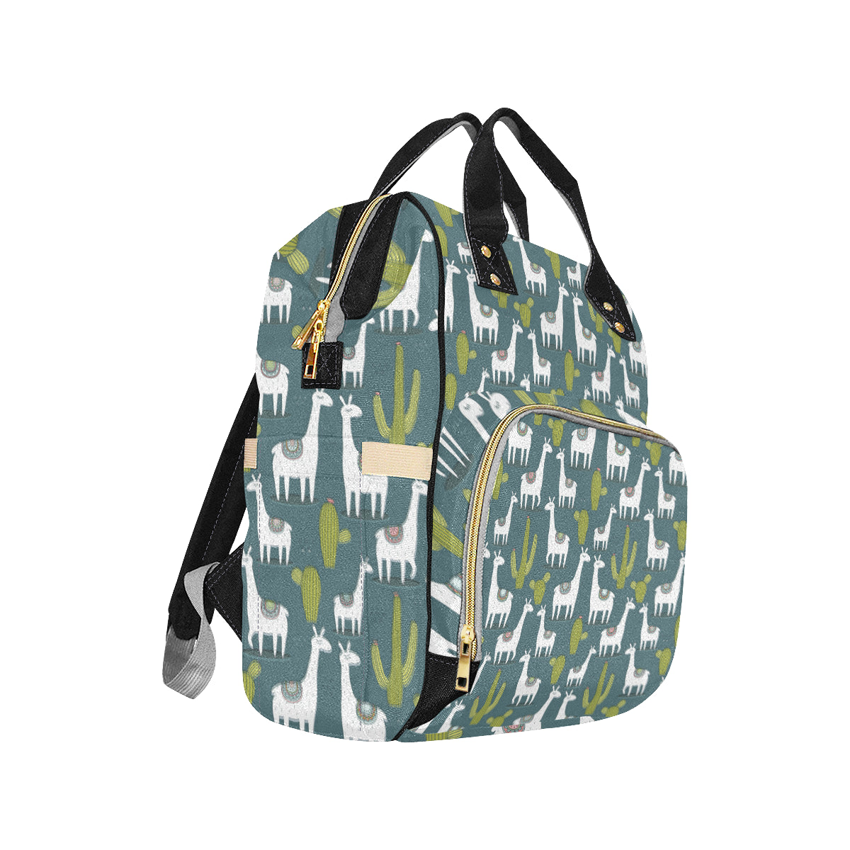 Llama Cactus Pattern Print Design 03 Diaper Bag Backpack