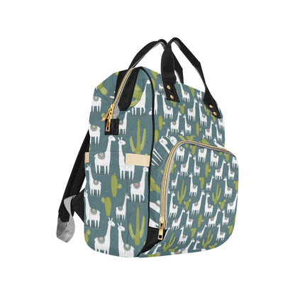 Llama Cactus Pattern Print Design 03 Diaper Bag Backpack