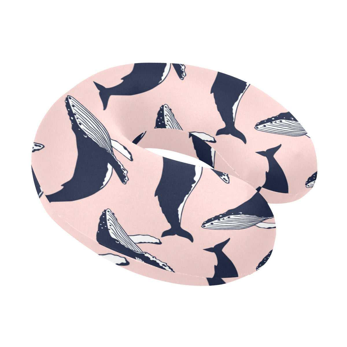 Humpback Whale Pattern Print Design 02 U-Shaped Travel Neck Pillow