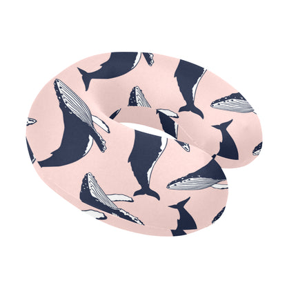 Humpback Whale Pattern Print Design 02 U-Shaped Travel Neck Pillow