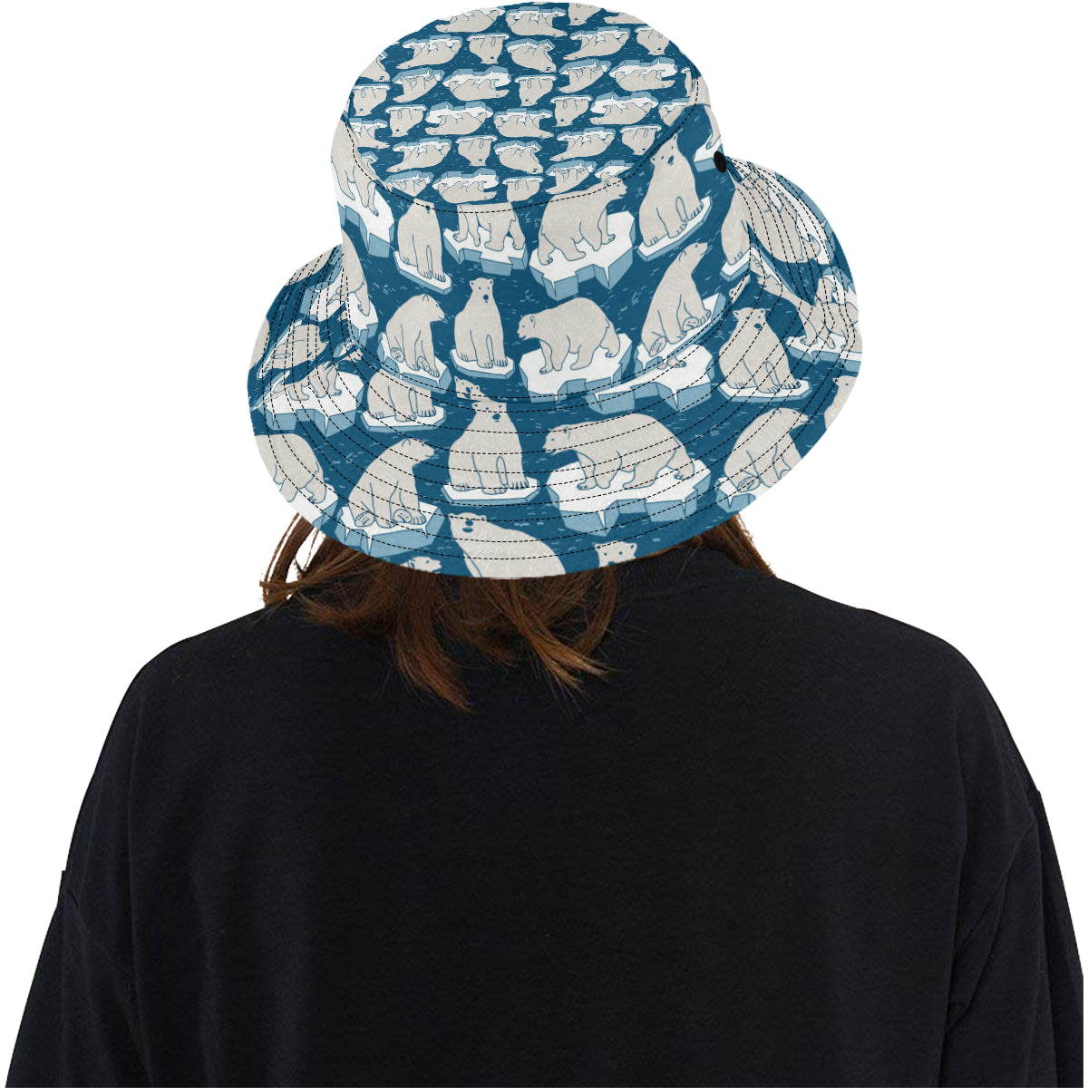Polar Bear Pattern Print Design PB03 Unisex Bucket Hat