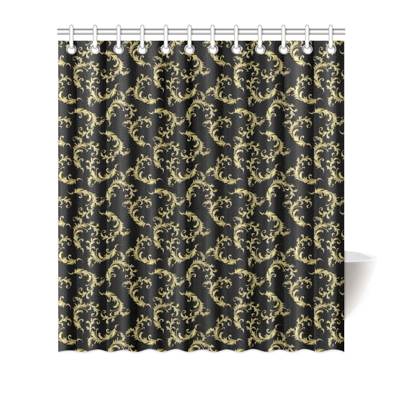 Baroque Golden Pattern Print Design 01 Shower Curtain
