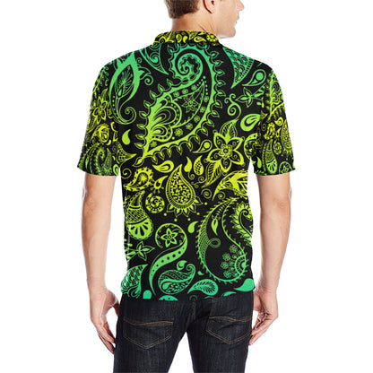 Paisley Green Design Print Men Polo Shirt