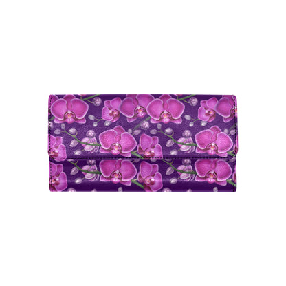Orchid Purple Pattern Print Design OR02 Women's Trifold Wallet