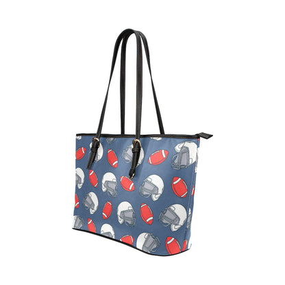 American Football Helmet Design Pattern Leather Tote Bag