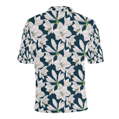 Amaryllis Pattern Print Design AL02 Men Polo Shirt
