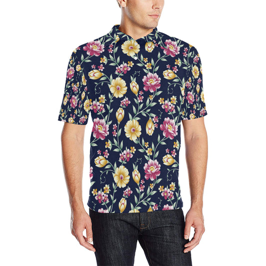 Gerberas Pattern Print Design GB03 Men Polo Shirt
