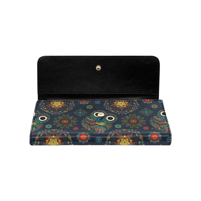 Owl Boho Style Pattern Print Design A04 Women's Trifold Wallet