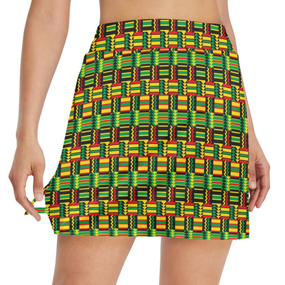 African Zip Zag Print Pattern 17" Golf & Pickleball Skort with Pockets