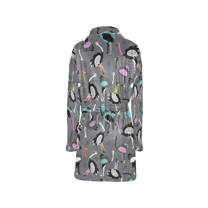 Ostrich Pattern Print Design 01 Women's Fleece Robe
