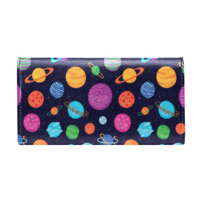 Planet Multicolor Print Design LKS302 Women's Trifold Wallet