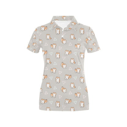 Shiba Inu Print Design LKS307 Women's Polo Shirt