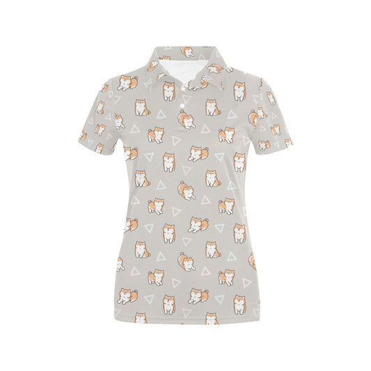 Shiba Inu Print Design LKS307 Women's Polo Shirt