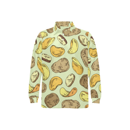 Potato Pattern Print Design A03 Long Sleeve Polo Shirt For Men's