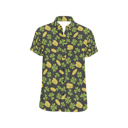 St Patricks Day Print Design LKS305 Men Short Sleeve Button Up Shirt